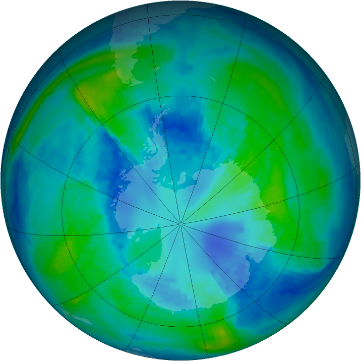 Antarctic ozone map for 12 April 2004